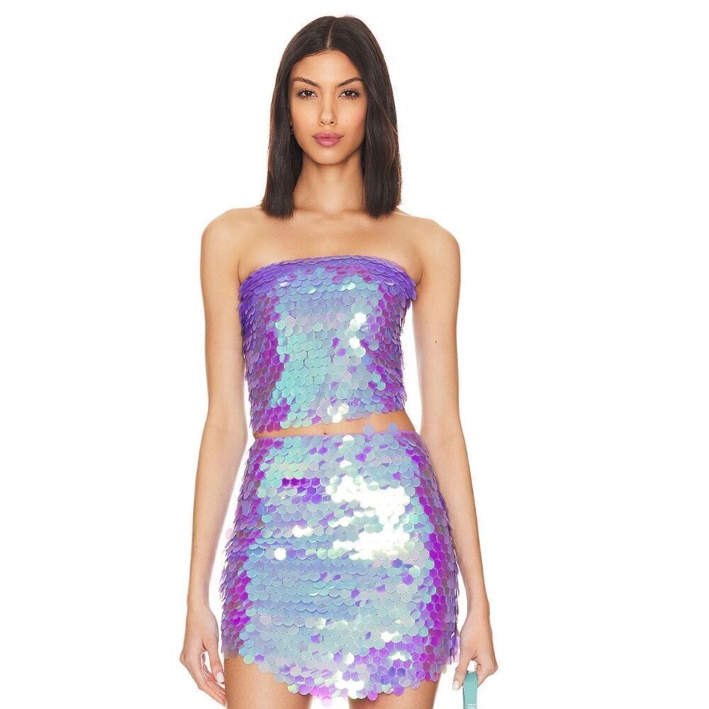 The New Arrivals by Ilkyaz Oze Dione Top in Lilac Sequin NWT Size 40/Med